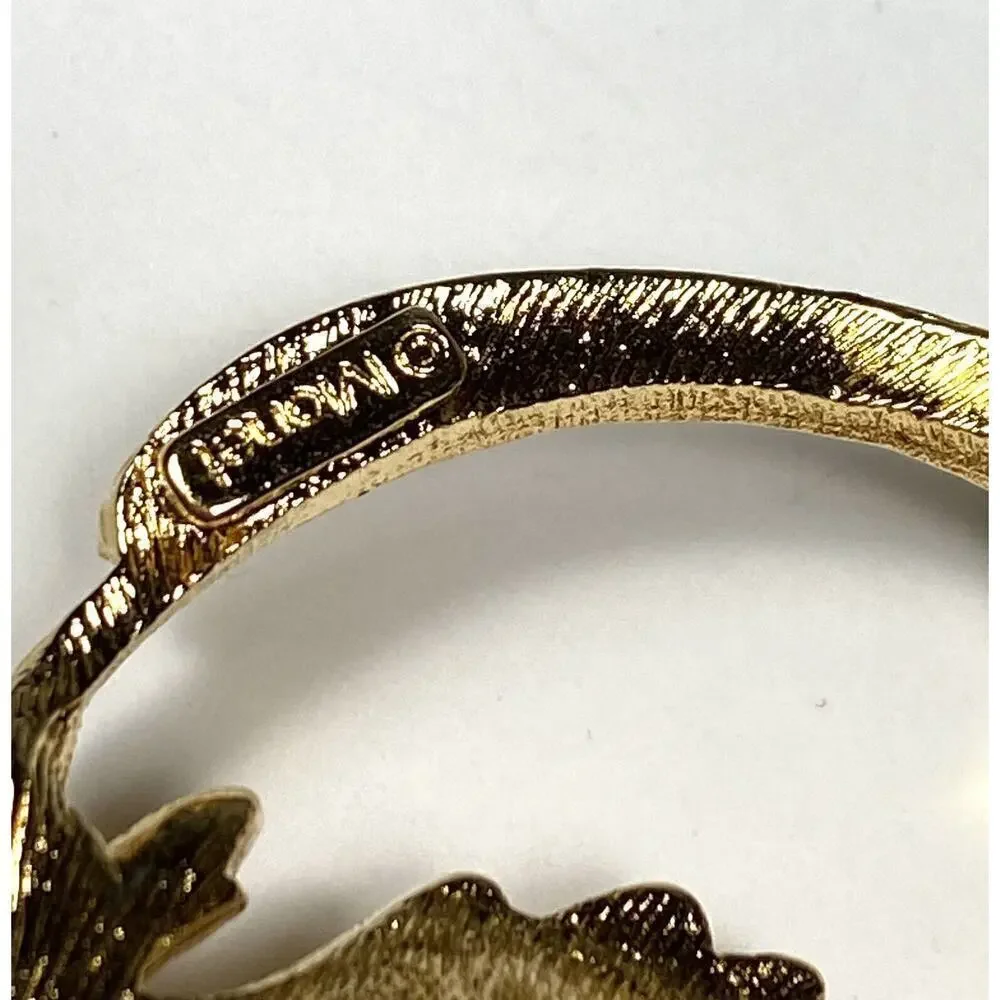 MONET Brooch Leaf Wreath Gold Tone Large